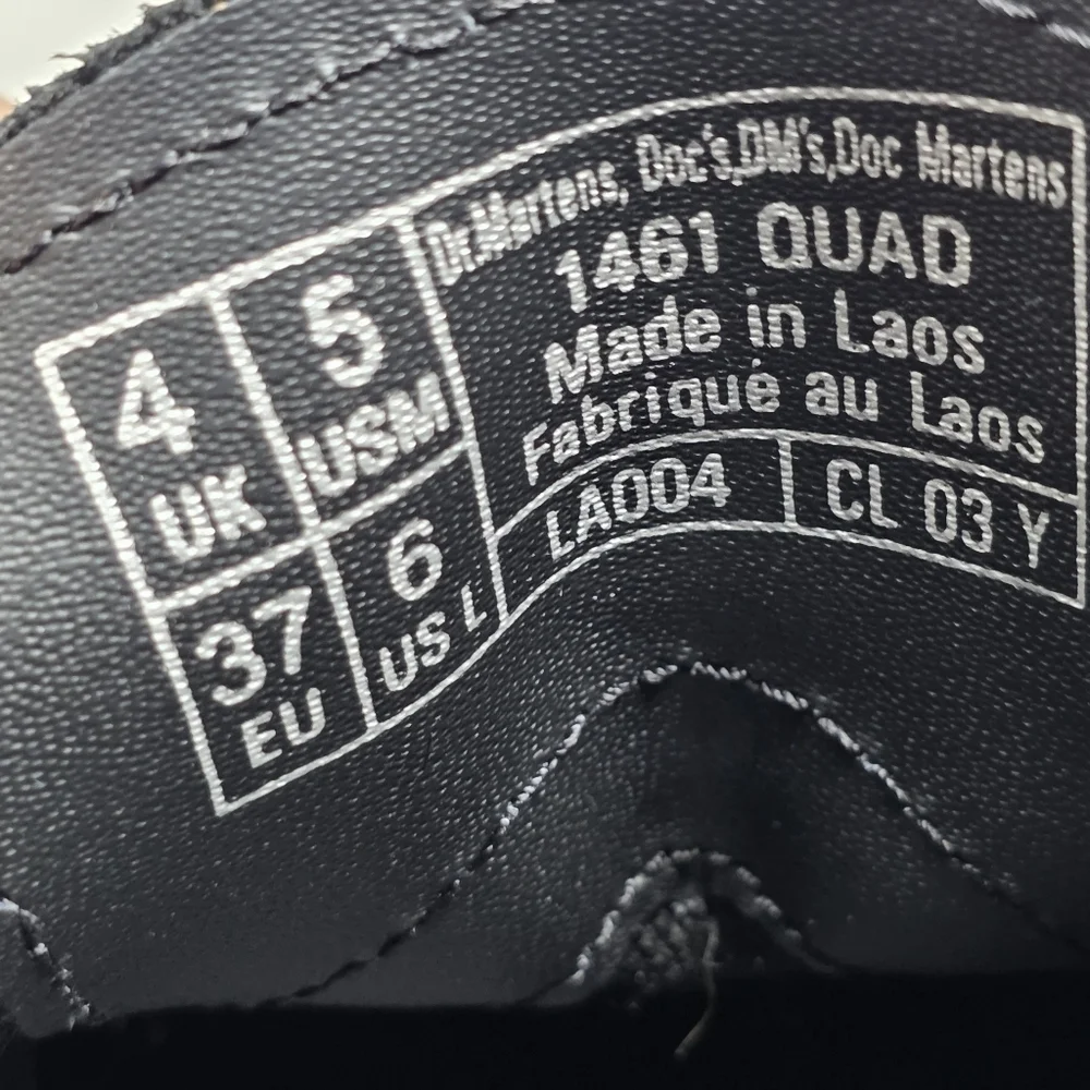 Dr. Martens 1461 Quad Women's Size 6 Oxford Platform Shoes Laceup Black Hair New